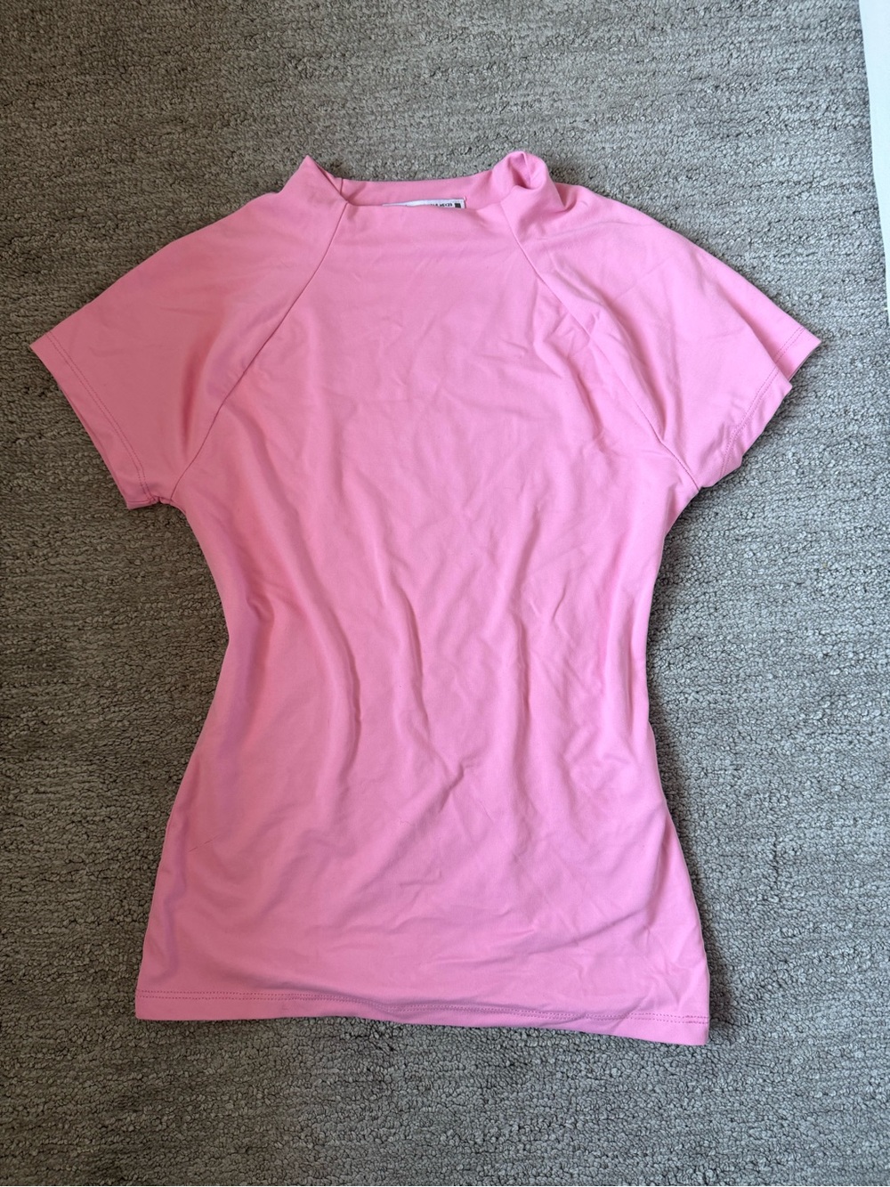 Zara Pink Short Sleeve Mock Neck Tee